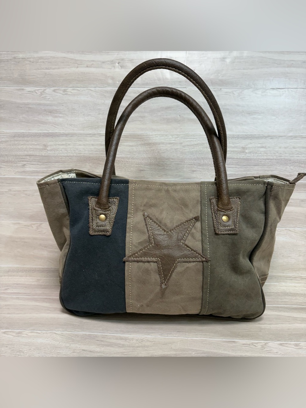 Myra Bag Star Canvas Top Zip Purse / Tote Bag